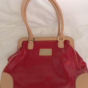 Trina Turk large red and tan Sachet bag